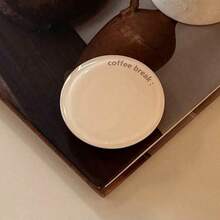 1pc Retro Brown English Round Expandable Foldable Slouchy Phone Holder, Compatible With Apple, Minimalist Aesthetic Adhesive Stand - Multicolor - View 15