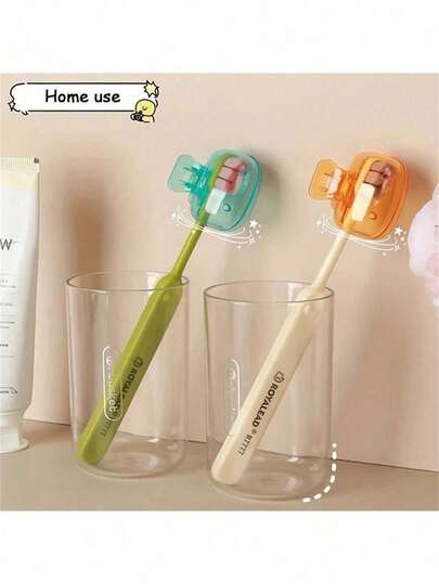 1/2/5 Household Toothbrush Holder, Portable Travel Toothbrush Dust Cover Storage Box, Portable Toothbrush Head Protection Clip, Toothbrush Storage Clip, Travel Essentials, Toothbrush Protective Cover, Portable Toothbrush Box, Home Bathroom Decoration