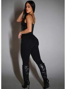 MX JEANS Black Butt Lifting Mid Rise Skinny Jeans With Pockets - Nhiều màu - Xem 1