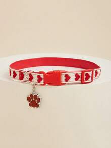 1pc Thin Lightweight Pet Collar With Accessories, Suitable For Small Cats And Dogs To Wear Indoors And Outdoors Year-Round - Red - View 11