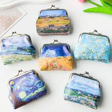 6pcs/Set Canvas Coin Purse, Card Holder, Pouch. Creative Painting Series, Can Hold Coins, Keys, Earphones - Multicolor - View 5