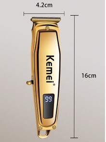Kemei 1个KM-1313男士无线电动理发器，可修剪胡须/头发，精准可调，可充电 - 金色 - 查看 12