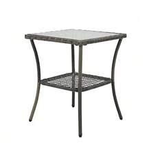 Rattan Balcony Set (3-Piece), Grey Cushions, Load Capacity 160 Kg - Grey - View 11