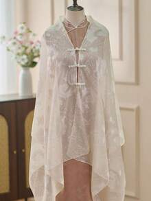 1pc New Summer Lightweight Versatile Button Embroidered Shawl, Bohemian Style For Travel, Vacation, Photography - Multicolor - View 2