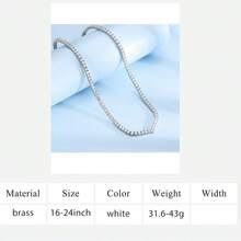 MDFUN Dây chuyền nữ hình chữ V đính đá Cubic Zirconia, mạ vàng trắng 18K, đá Cubic Zirconia tròn 4.0mm, thích hợp cho đám cưới và các dịp chơi tennis. - trắng - Xem 8