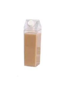 1 bình nước vuông trong suốt, kiểu hộp sữa di động, có thể tái sử dụng, thích hợp đựng sữa, cà phê, các loại nước ép, lý tưởng cho hoạt động thể dục ngoài trời, leo núi, du lịch, cốc cà phê. - Nhiều màu - Xem 11
