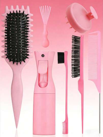 Flex Curl Styling Brush 全新卷发造型梳，专为女性设计，打造卷发造型，减少拉扯和卷发分离，呈现清晰的卷曲纹理。糖果刷造型，多功能：梳子、后梳、造型梳、卷发梳、边缘梳、发梳、梳理头发、梳子套装、梳理头发、卷发梳、解结梳、女士梳、护发、旅行、美发产品、美发工具、美发配件、美发师、美发师配件、沙龙、美发设备