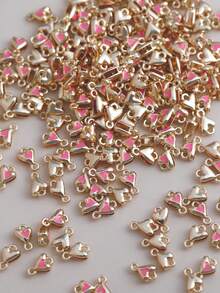 10/20/50/100pcs Alloy Round & Square Clover Enamel Double-Layer Double-Pendant Bracelet Necklace Earring DIY Jewelry Accessories - Heart-shaped - View 11