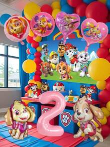 Paw Patrol Skye Themed Pink Aluminum Foil Balloons Set – 1-9 Number Balloons, Heart & Paw Print Balloons, 2 Styles Of Skye Character Balloons – Reusable Mylar Balloons For Birthday Party, Event Decorations, Photo Booth Props – High-Gloss, Party Supplies Ideal For Theme Celebrations & Shop Displays - Skye Balloon - View 9