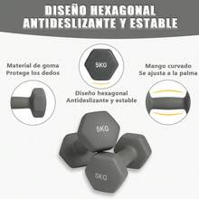 ALLINLIFE Juego De 2 Mancuernas, 2 X 2 Kg, Mancuernas Hexagonales Con Superficie De Vinilo, Para Fitness, Ejercicio, Entrenamiento, Para Gimnasia En Casa, Violeta Ceniza - 5KG*2 - Xem 5
