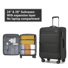 Luggage Suitcase Set 20 24 28 Inch 3 Piece Softshell Cabin Carry On Checked Travel Case With TSA Lock Spinner Wheels Expandable For Men Women - Black - View 9
