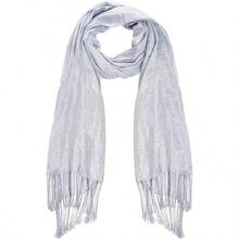 Women's Pashmina Shawls Wraps Scarf For Evening Dresses Bridal Bridesmaid Wedding Winter Large Warm Soft Silky Scarves - 銀色 - 查看 2
