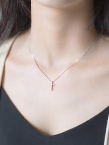BALMORA 1pc Minimalist S925 Sterling Silver Polished Cross Necklace, Party Gift For Women - Silver - View 2