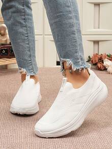 SOSENFER Women's Comfortable Breathable Mesh Athletic Shoes, Lightweight Fashionable Durable, Perfect Choice For Daily Commute And Sports, Women's Shoes - White - View 2