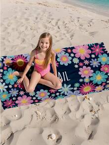 Personalized Children's Beach Towel, Perfect Summer Birthday Gift, Suitable For Various Summer Occasions. Customizable Beach Towel And Accessories, Applicable For Beach, Swimming Pool, Travel, Camping, Yoga And Other Scenarios. - Multicolor - View 9