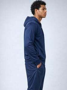 Men's Dry Fit Set For Cold Weather: Hoodie And Jogger Pants, Athletic/Gym - 海軍藍 01 - 查看 2