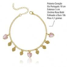 Women's Gold-Plated Costume Jewelry Set With Heart-Shaped Necklace, Earrings, And Bracelet (18k Gold Plated) - 淺粉色 - 查看 5