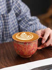 1pc 260ml Ceramic Cup, Breakfast Milk Cup, Oatmeal Cup, Flower Tea Cup, Latte Art Coffee Cup, Espresso Cup, Office Water Cup, Hanging Ear Coffee Cup, Ceramic Cup, Creative Crackle Glaze Ceramic Mug, Beverage Cup, Coffee Cup - Multicolor - View 6