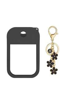2pcs/1pc 1oz (30ml) Hand Sanitizer Spray Bottle Silicone Protective Case, Shiny Glitter, A-Z 26 Letter Flower Keychain Design, Scratch-Resistant, Waterproof, Reusable Sleeve For Travel, Gifts, Halloween, Christmas - Black - View 25