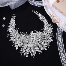 Silver Crystal Bridal Headband, Leaf Rhinestone Hair Accessory, Elegant Silver Wedding Party Hair Ornament, Bridal Gift - Silver - View 3