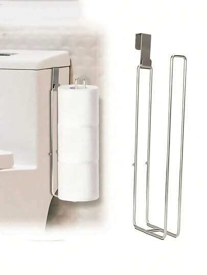 1pc Hole-Free Toilet Paper Holder, Bathroom Storage Rack, Kitchen Wall-Mounted Storage Rack, Toilet Paper Holder, Stainless Steel Kitchen Paper Towel Rack, No Drilling Slouchy Dishcloth Holder, Cling Film Wall Mount Rack