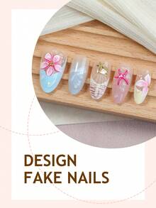 10 miếng dán móng tay acrylic đính đá 3D hình hoa và sao lượn sóng, bóng bẩy, phủ kín toàn bộ móng, phù hợp cho nữ và bé gái sử dụng hàng ngày, hình dáng hạnh nhân, thích hợp cho mùa xuân/hè. - Nhiều màu - Xem 4