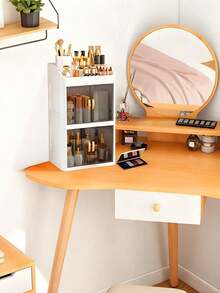 1-Piece Makeup Storage Box, Acrylic Foldable Sliding Door Design, Transparent Lid Cosmetic Display Cabinet, Large Capacity Skincare & Beauty Organizer, Ideal Gift For Women, Suitable For Bedroom And Bathroom Vanity, Stores Lipsticks, Brushes, Nail - A - View 8