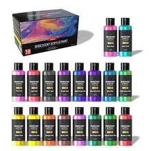 24-Color Metallic Acrylic Paint, 60ml Large-Capacity Liquid Acrylic Paint, Art-Grade Paint With Vibrant Colors And Good Fluidity, Metallic Iridescent Art Painting Tools For DIY Crafts. - Liquid Pigments - View 11