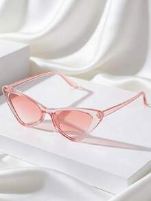 Un par de gafas de moda de estilo cat-eye versátiles y de color rosa - Rosa - Ver 1