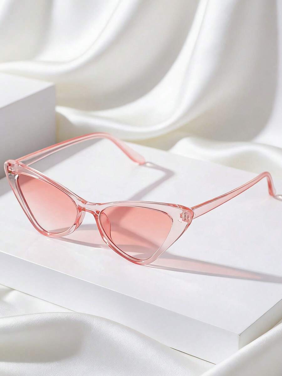 Un par de gafas de moda de estilo cat-eye versátiles y de color rosa - Rosa - Ver 1