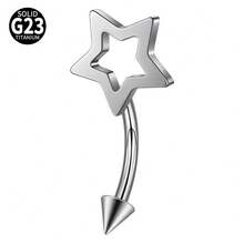 1PC TItanium Butterfly Rook Piercing Cz Flower/Spider/Moon Eyebrow Navel Ring Flower Cuved Rook Barbell Ear Tragus Cartilage Earrings Piercing - Titanium Original Color - View 21