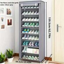 10-Tier/9-Grid Shoe Rack, Self-Standing Shoe Organizer, Easy To Assemble, Suitable For Apartment, Entryway, Hallway, Bedroom, Bathroom, Office, Living Room, Multi-Layer Combination Shoe Cabinet, Dust-Proof Shoe Cabinet, Student Shoe Cabinet, Minimalist Bedroom Storage Rack, Portable Shoe Rack - Multicolor - View 13