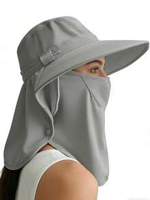 Mũ chống nắng toàn diện có tấm che cổ | Mũ che mặt chống tia UV UPF 50+ cho hoạt động leo núi và câu cá. Thiết kế bảo vệ toàn diện 360°: Được trang bị vành rộng, tấm che mặt có thể tháo rời và tấm che cổ kéo dài để chặn 99% tia UV có hại, bảo vệ hoàn toàn khuôn mặt, tai và cổ của bạn khỏi bị cháy nắng. - mũ chống nắng câu cá - Xem 4