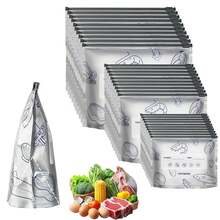 1/20/40/60个装可重复使用铝箔食品保鲜袋，非常适合冰箱或冷冻室收纳整理，超大拉链密封袋，适用于水果、蔬菜、肉类、谷物、坚果、零食、厨房用品 - 彩色 - 查看 1