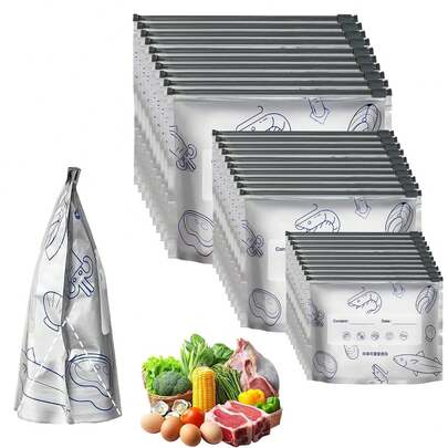 1/20//40/60PCS Aluminum Foil Refrigerator Storage Bags Reusable Perfect For Kitchen Organization In The Refrigerator Or Freezer XXL Size Zipper Fresh-Keeping Bags For Fruits Vegetables Meat Grains Nuts Snacks Food Preservation Sealing Bags Kitchen Accessories