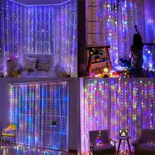 600 LED Curtain String Lights With Remote Control, 19.6ft X 9.8ft USB Powered Fairy Lights For Bedroom Window Christmas Decor, Plastic Material, Holiday Themed With Infrared Sensor, Multiple Modes - No Batteries Included - USB Curtain Light String - View 5