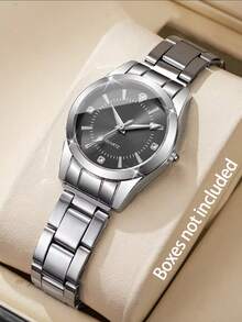 Alloy Strap Calendar Men's Watch, Single Watch Without Box, Suitable For Sports, Business, Casual Wear, Successful Individuals - Silver - View 6