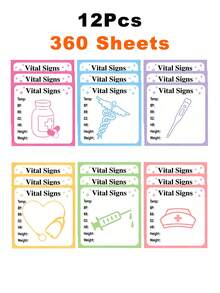 18pcs/540sheets Vital Signs Sticky Notes - Self-Adhesive Medical Record Stickers, Containing Heart Rate, Blood Pressure, Blood Oxygen Saturation, Temperature, Height And Weight Information - Vital Signs - View 8