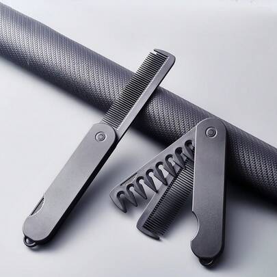 1/2把多功能男士折叠梳，油梳，蓬巴杜梳，宽齿纹理造型梳，便携旅行折叠梳
