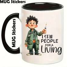 12pcs/Set Of Cute Nurse Pattern UV DTF Transfer Stickers, Suitable For Mugs, Water Cups, Water Bottles, Crafts, Art - Easy To Apply Craft High Viscosity UV DTF Transfer Paper (Mugs Not Included, Only Transfer Stickers Included) - Multicolor - View 9