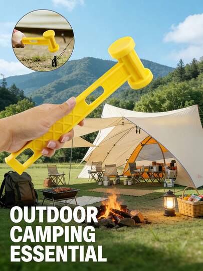 Outdoor Camping Plastic Tent Pegs Hammer, Tent Peg Puller, Plastic Mallet For Tent Stake Driving