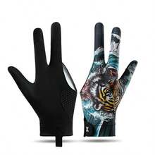 1pc Spring/Summer New Left Hand Billiard Glove, Three-Finger Snooker Glove, Left Hand Smooth Breathable Compression Touchscreen, Elastic, Non-Slip Palms, Unique Animal Design - Multicolor - View 14