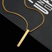 时尚圆柱形吊坠项链 - 简约光滑表面设计 - 男女皆宜，适合作为圣诞节、新年、情人节礼物，长方形3D造型 - 彩色 - 查看 3