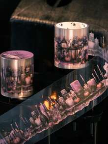 1卷2米万圣节暗黑主题和纸胶带，创意美学贴纸，DIY装饰拼贴工艺用品，节日礼物，个性化剪贴簿学校文具（6种随机款式） - 黑夜舞會 - 查看 4