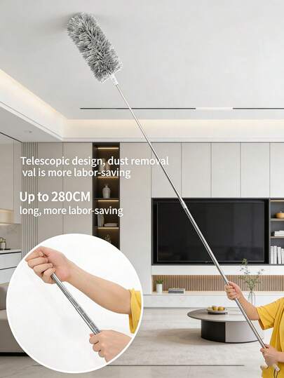 1pc Extendable Ceiling Fan Duster, Dusting Brush, Home Super Soft Fiber Feather Duster With Long Handle, Retractable Ceiling And Wall Cleaning Tool, Removable And Washable Microfiber Ceiling And Fan Duster For Kitchen, Living Room, Bedroom, Hallway