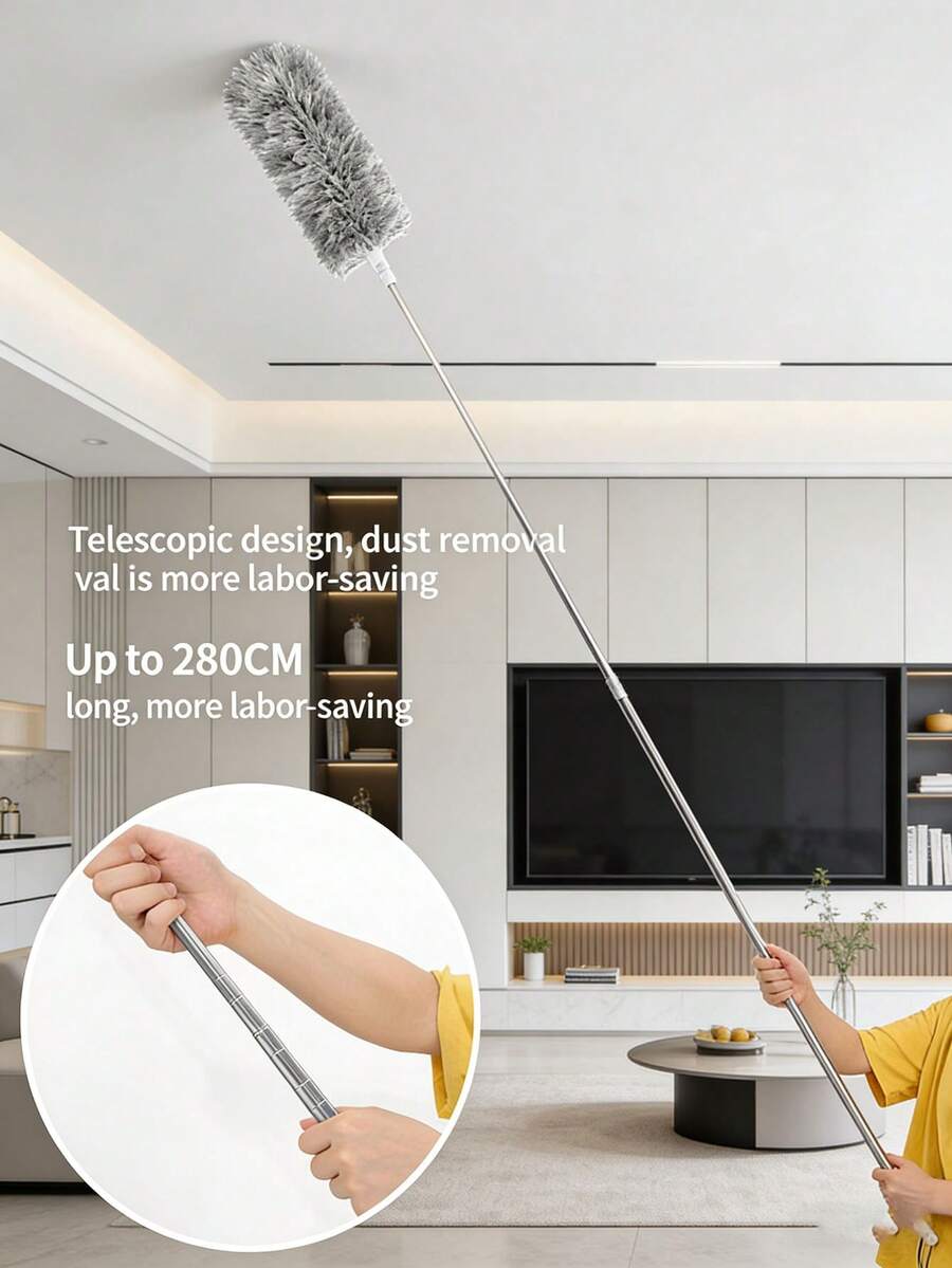 1 cây chổi quét quạt trần có thể kéo dài, chổi lau bụi, chổi lông vũ siêu mềm cán dài, dụng cụ vệ sinh trần và tường có thể thu gọn, chổi lau trần và quạt bằng sợi microfiber có thể tháo rời và giặt được, thích hợp cho nhà bếp, phòng khách, phòng ngủ, hành lang. - chổi phủi bụi - Xem 1