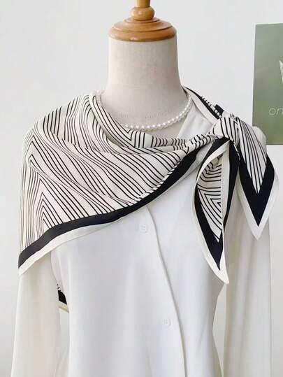 New Striped Shawl For Spring/Summer, Suitable For Dates, Commuting, Pairs Well With Light-Colored Outfits, Versatile Styling