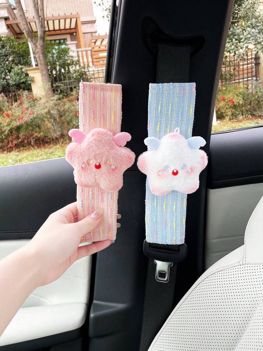 Miếng đệm vai dây an toàn hình ngôi sao sang trọng, bảo vệ dây an toàn, trang trí nội thất xe hơi, phù hợp cho mọi mùa. - A - Xem 1