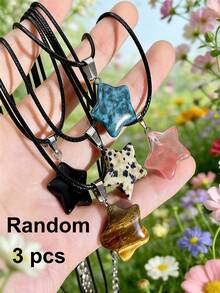 1/2/3/4/5/10/50个随机简约五角星吊坠项链，个性化嘻哈颈链，波西米亚星形项链配饰 - 彩色 - 查看 31