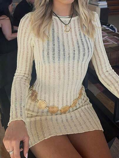 Blusa feminina casual e elegante de tricô com ombros à mostra, estilo streetwear, para praia e férias, coleção primavera/verão 2026. Ideal para a primavera, verão e outras ocasiões. Inspirada nos anos 2000. Perfeita para o dia a dia e para férias.